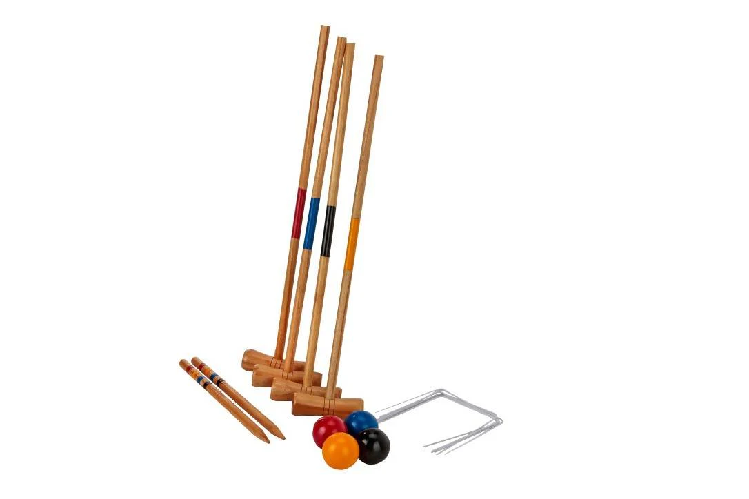Kids Wooden Outdoor Mini Croquet Set with 4 Mallets - Image 2