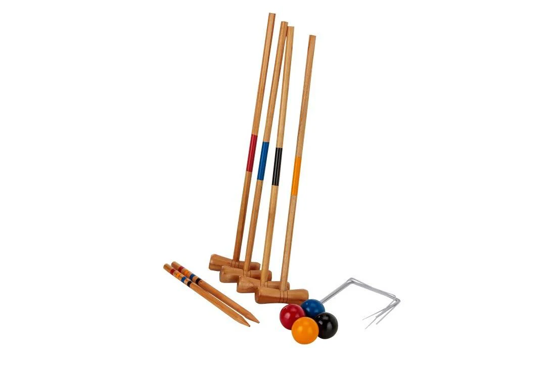 Kids Wooden Outdoor Mini Croquet Set with 4 Mallets - Image 3