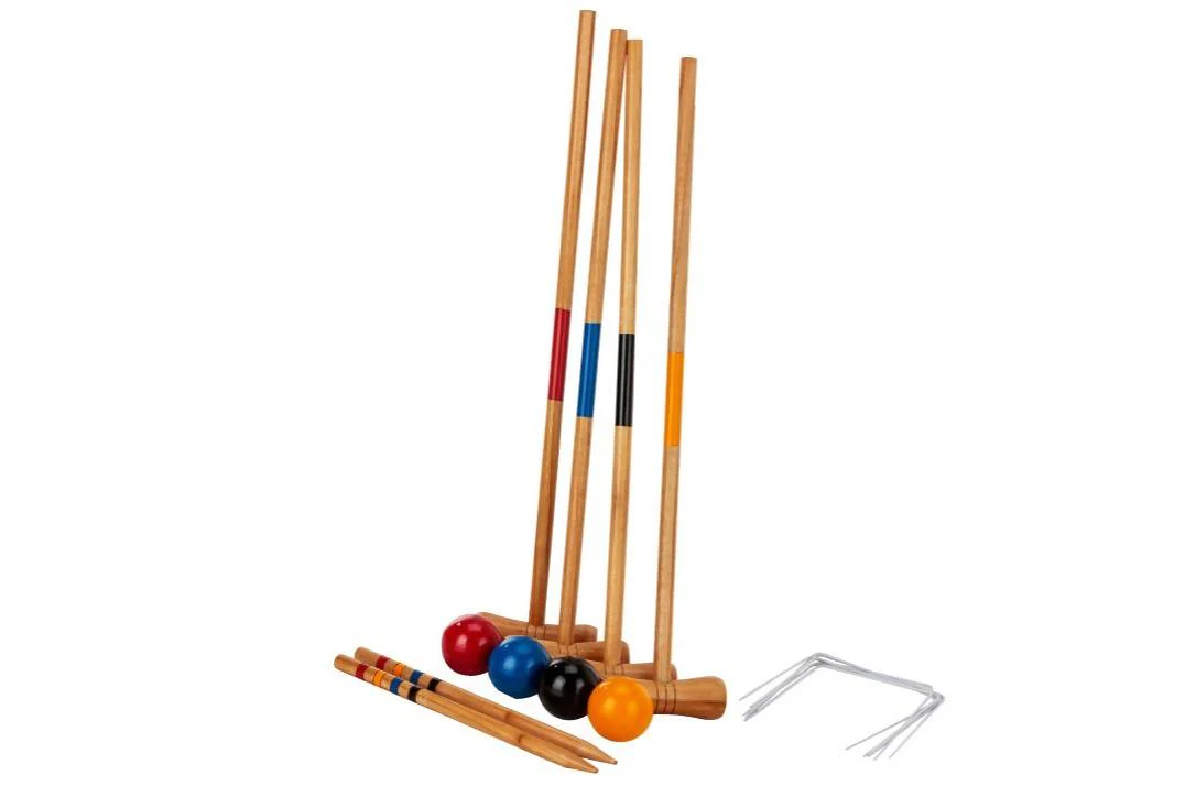 Kids Wooden Outdoor Mini Croquet Set with 4 Mallets - Image 4