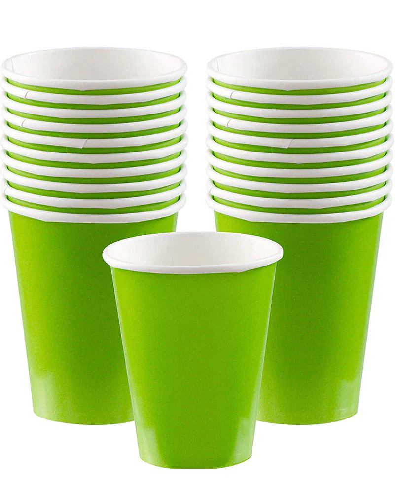 Kiwi Green 266ml Paper Cups Pack of 20 - Image 2