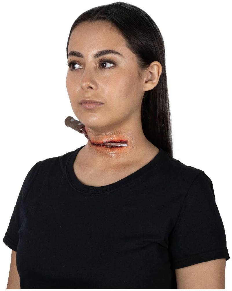 Knife In Neck Luxury FX Appliance Transfer Prosthetic Wound - Image 3