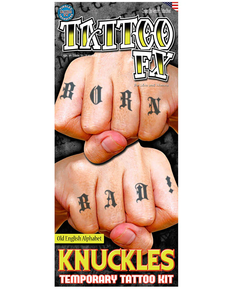 Knuckles Alphabet Old English Temporary Tattoo - Image 2