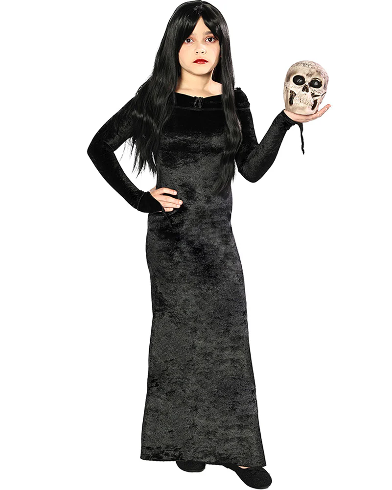 Kooky Matriarch Deluxe Black Velour Girls Dress - Image 2