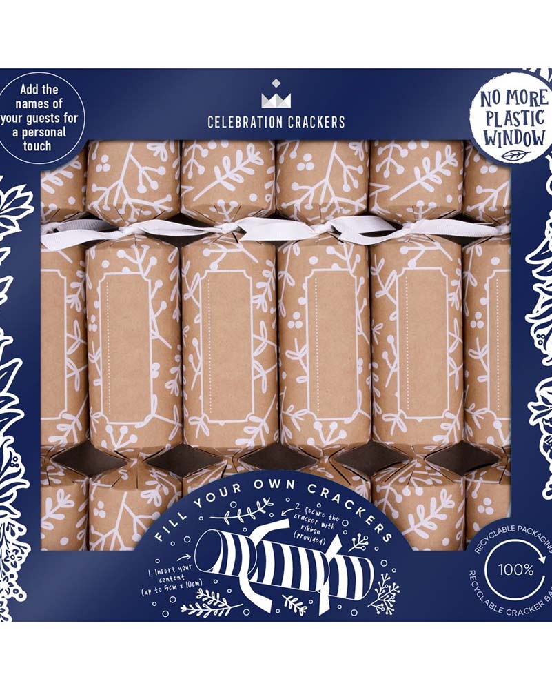 Kraft Botanical Fill Your Own Christmas Crackers Pack of 6
