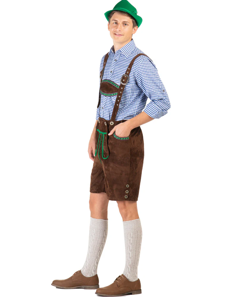 Kurt Deluxe Brown Lederhosen Mens Costume - Image 3