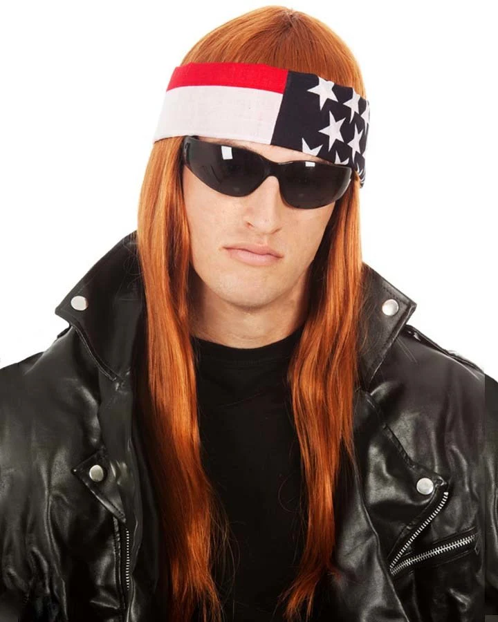 LA Rocker Bandana Long Auburn Wig