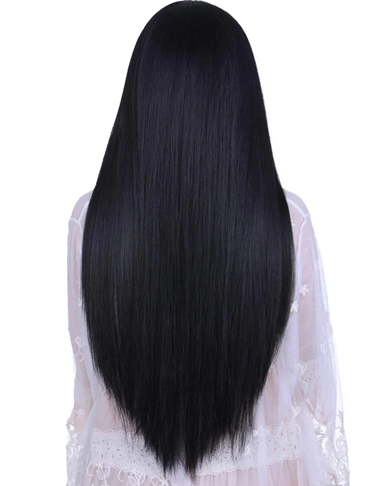 Lace Front Yaki Premium Long Black Wig - Image 3