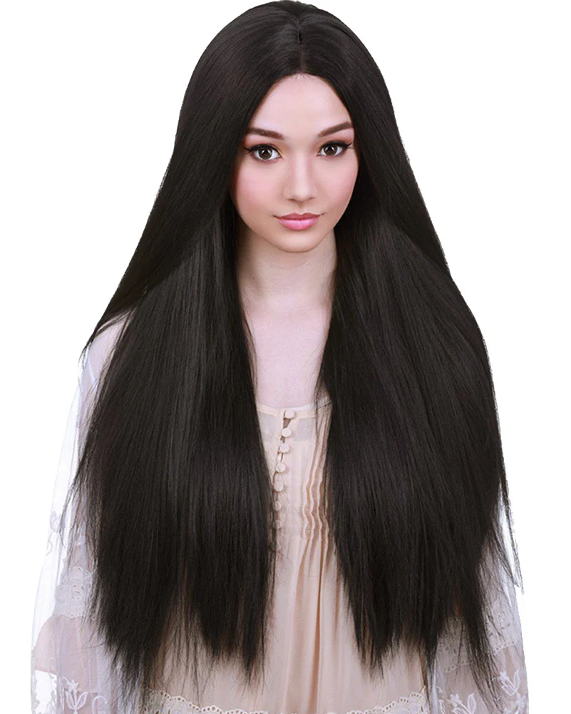 Lace Front Yaki Premium Long Black Wig - Image 4