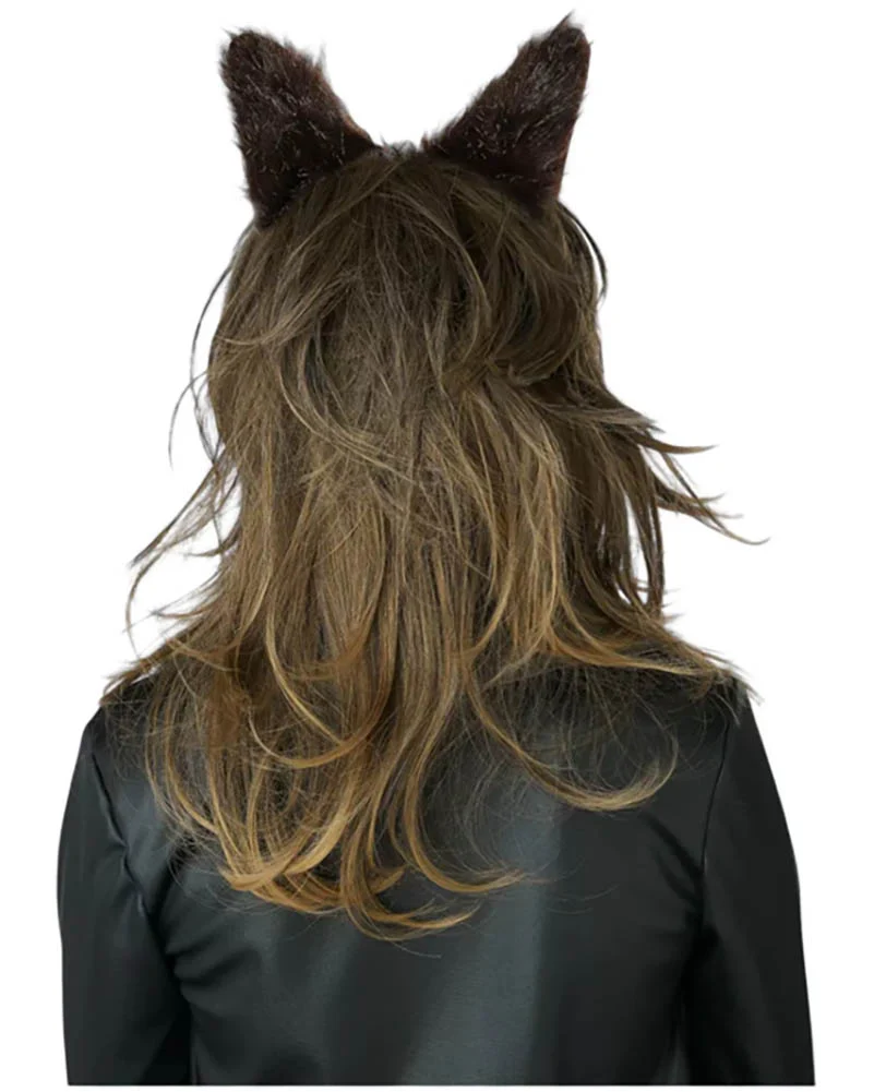 Lady Werewolf Brown Wig and Ears Set - Image 2
