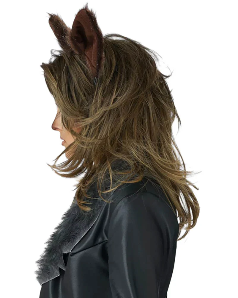 Lady Werewolf Brown Wig and Ears Set - Image 4
