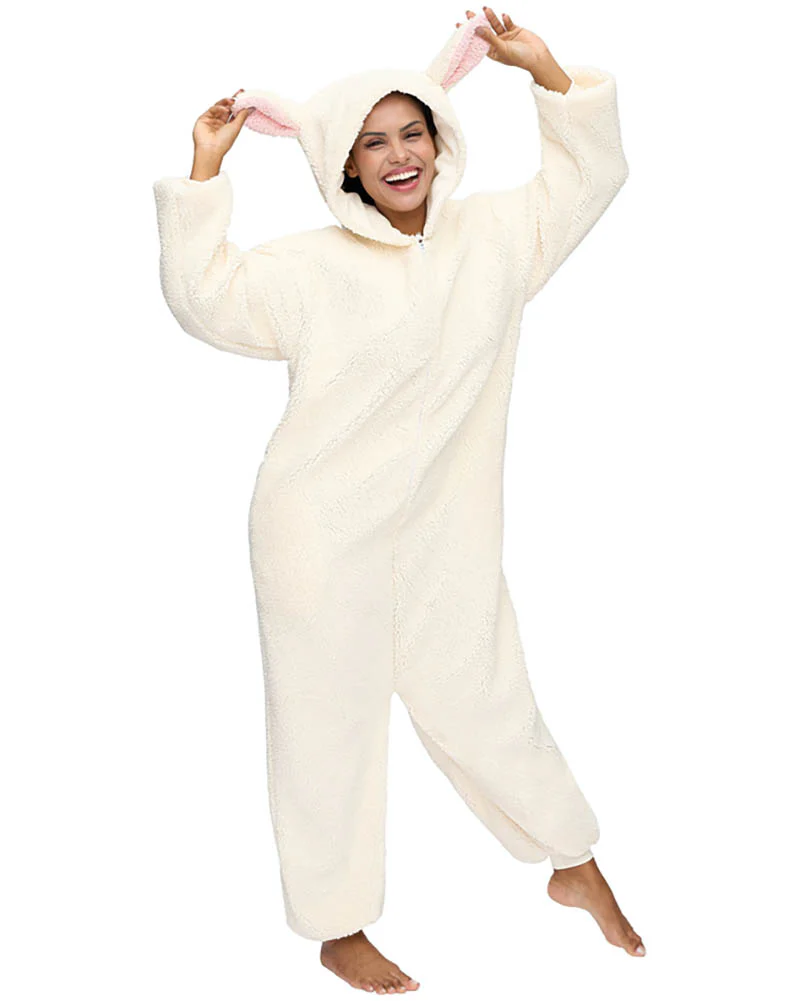Lamb Hooded Adult Jumpsuit - Image 3
