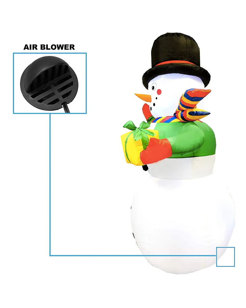 Large Gifting Snowman Christmas Lawn Inflatable 2.1m - Image 2