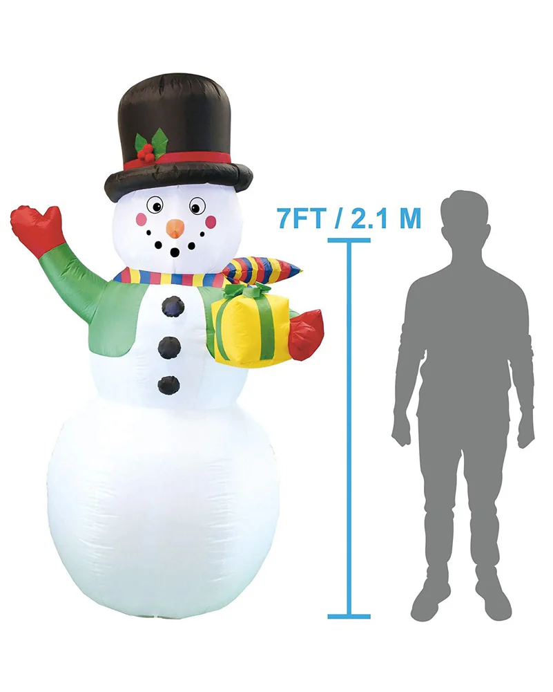 Large Gifting Snowman Christmas Lawn Inflatable 2.1m - Image 3