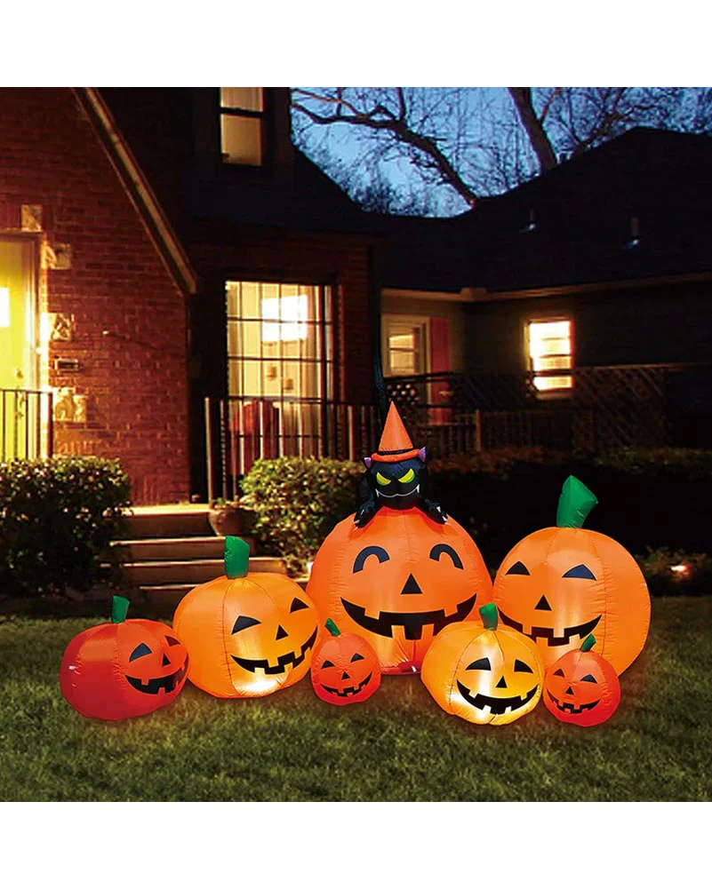 Large Pumpkin Patch with Cat Lawn Inflatable 1.5m