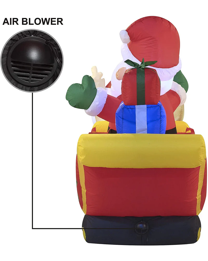 Large Santa on Cute Sleigh Christmas Lawn Inflatable 1.8m - Image 4