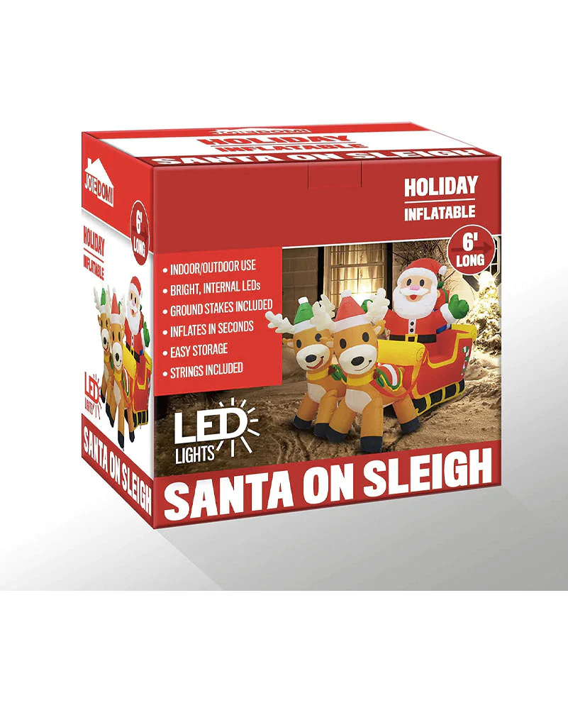 Large Santa on Cute Sleigh Christmas Lawn Inflatable 1.8m - Image 7