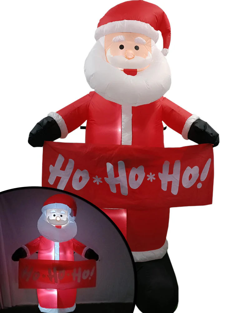 LED Santa With HoHoHo Sign Christmas Lawn Inflatable 2.1m - Image 2