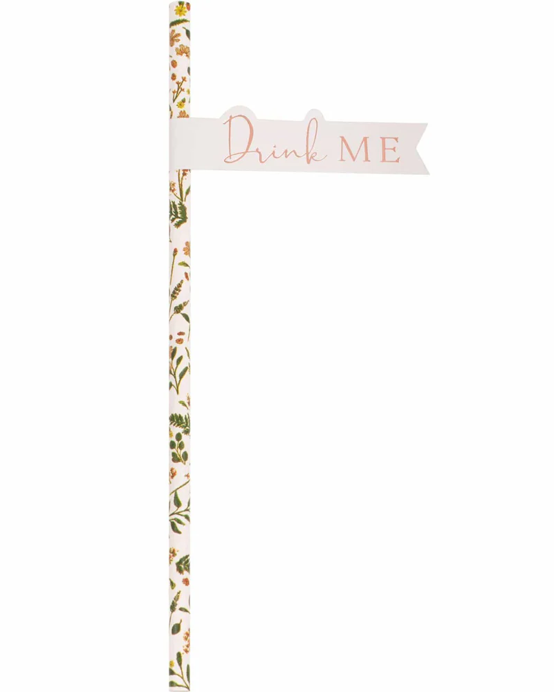 Lets Par Tea Floral Paper Straws Pack of 20