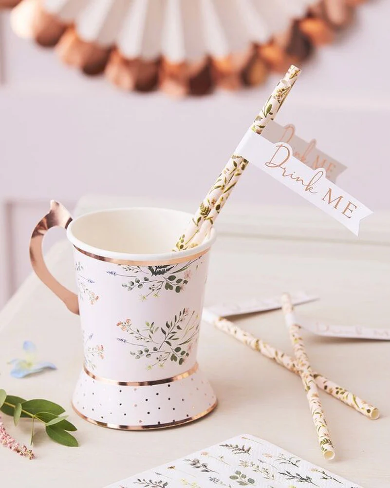Lets Par Tea Floral Paper Straws Pack of 20 - Image 2