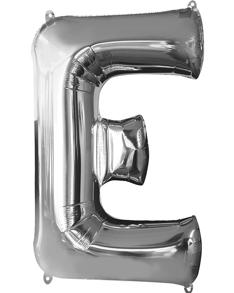 Letter E Silver Megaloon Foil Balloon 100cm