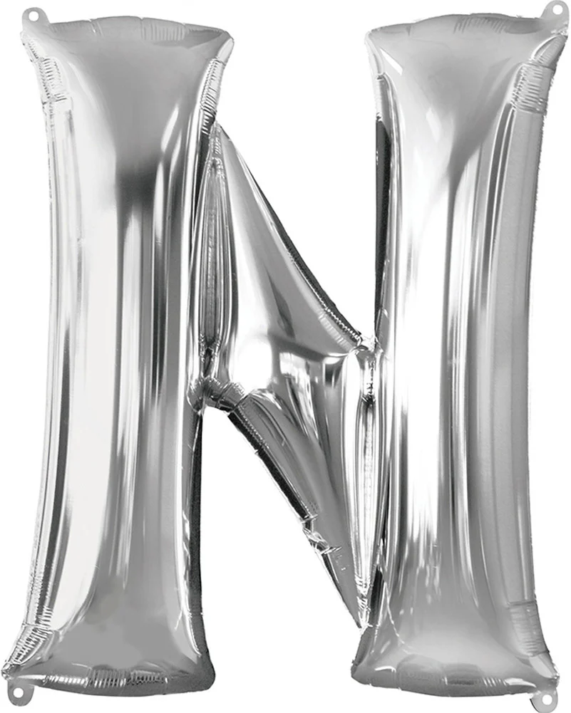 Letter N Silver Megaloon Foil Balloon 100cm