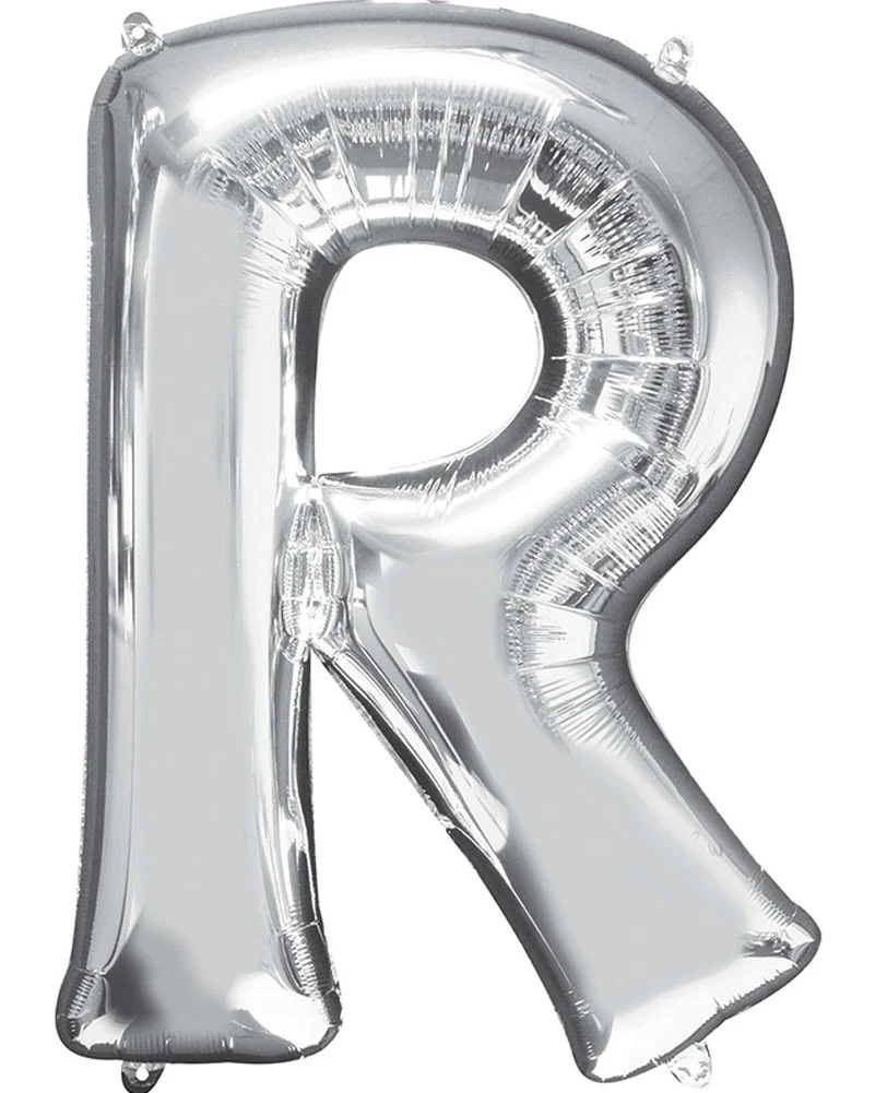 Letter R Silver Megaloon Foil Balloon 100cm