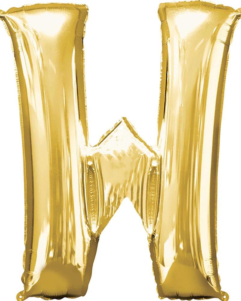 Letter W Gold Megaloon Foil Balloon 100cm