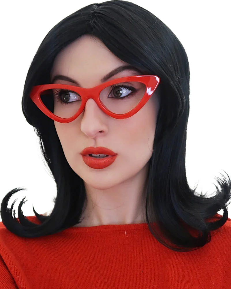 Linda Bobs Wife Short Black Flick Wig with Glasses Set - Image 2