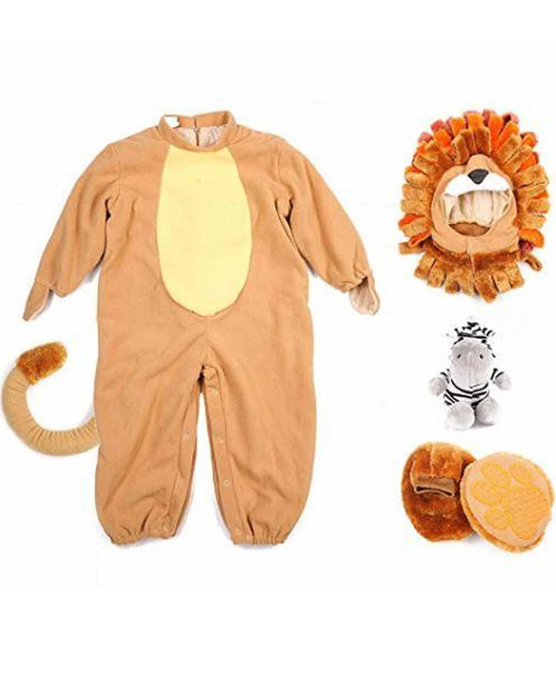 Lion Baby Toddler and Kids Book Week Costume with Plush Zebra - Image 3