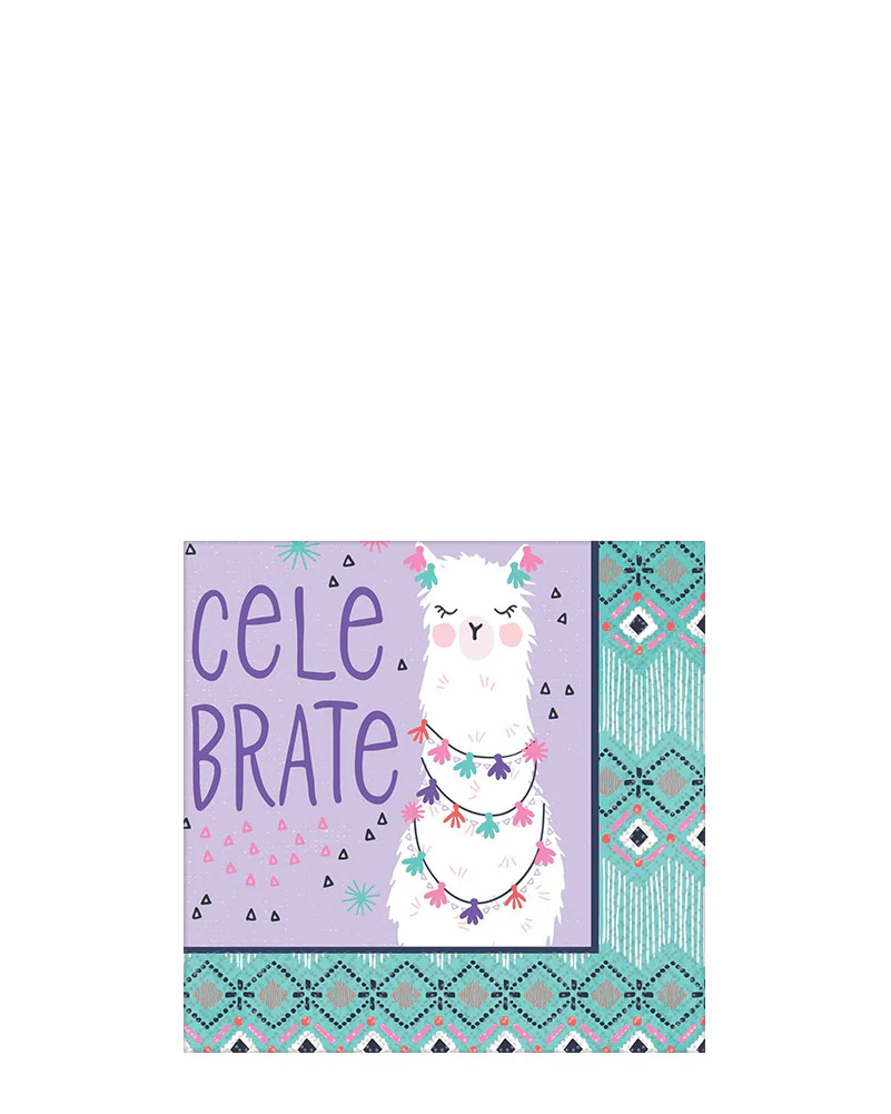 Llama Fun Beverage Napkins Pack of 16