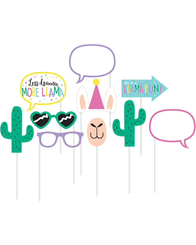 Llama Party Photo Booth Props Pack of 10