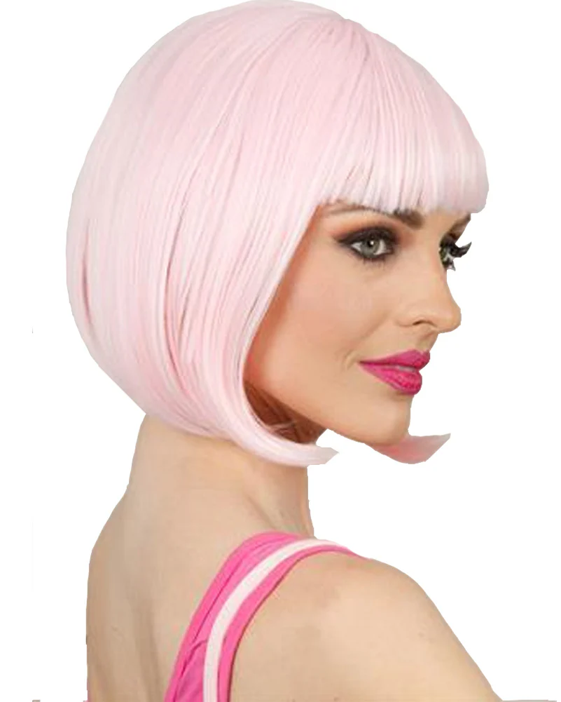Long Bob Light Pink Wig - Image 2