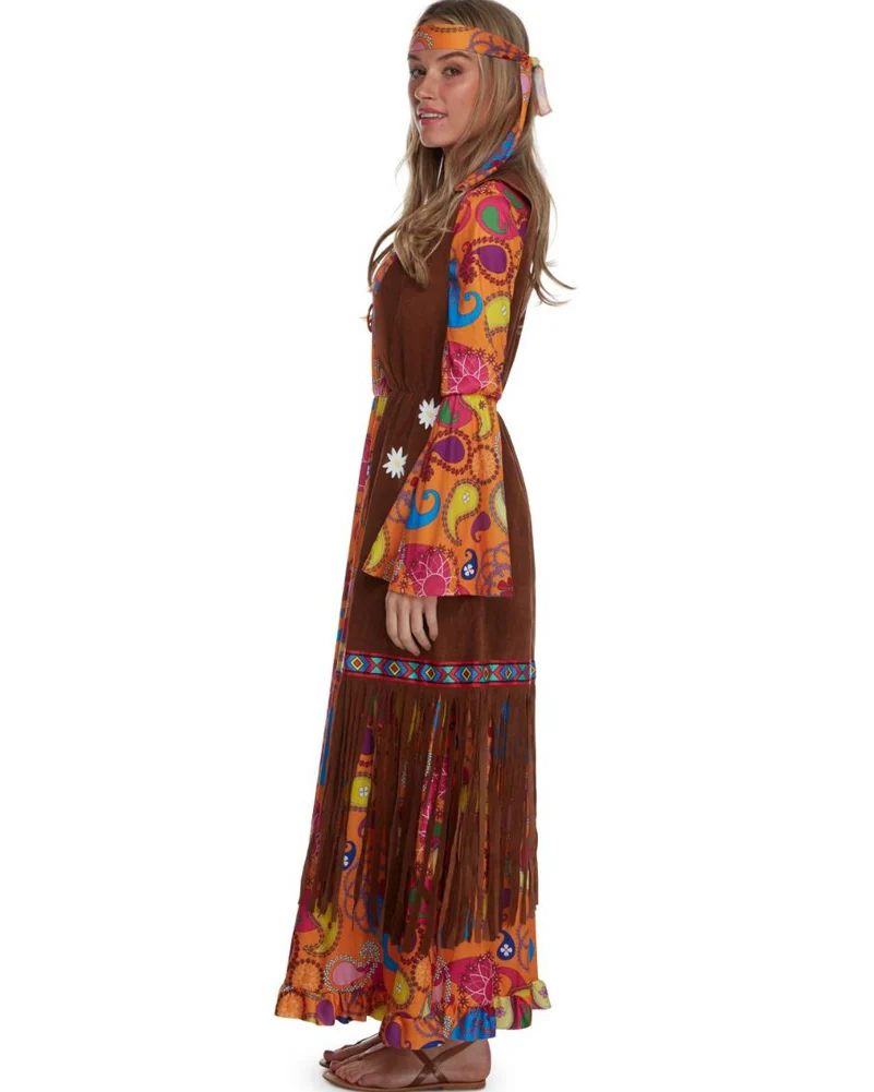 60s Long Hippie Womens Costume - Image 2
