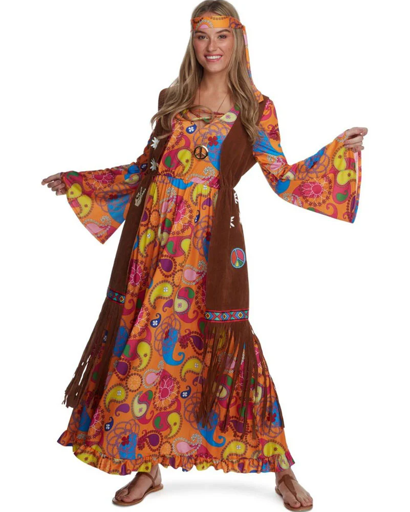 60s Long Hippie Womens Costume - Image 4