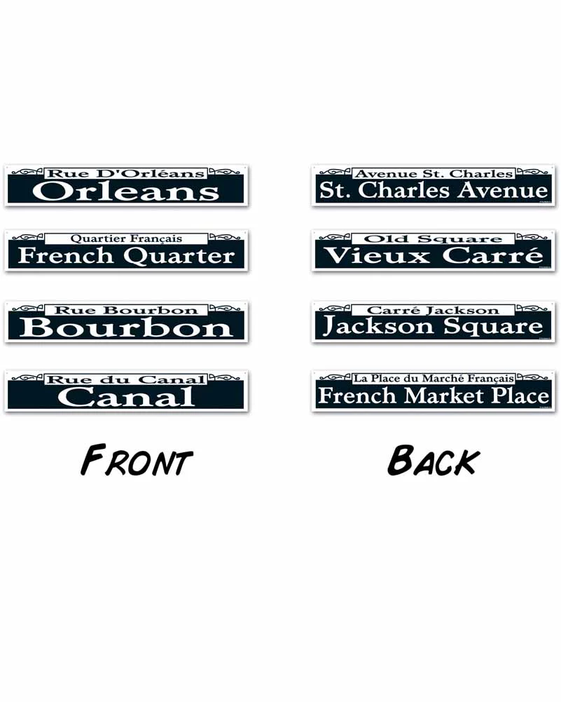 Mardi Gras Street Sign Cutouts Pack of 4