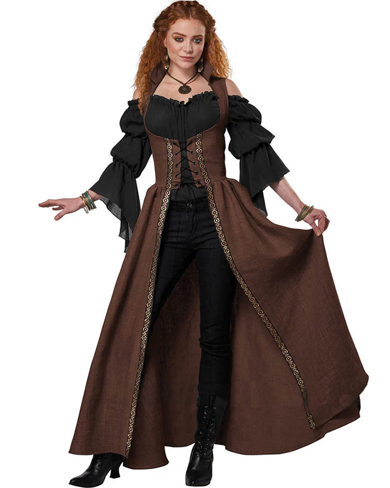 Medieval Overdress Brown Womens Costume - Image 3