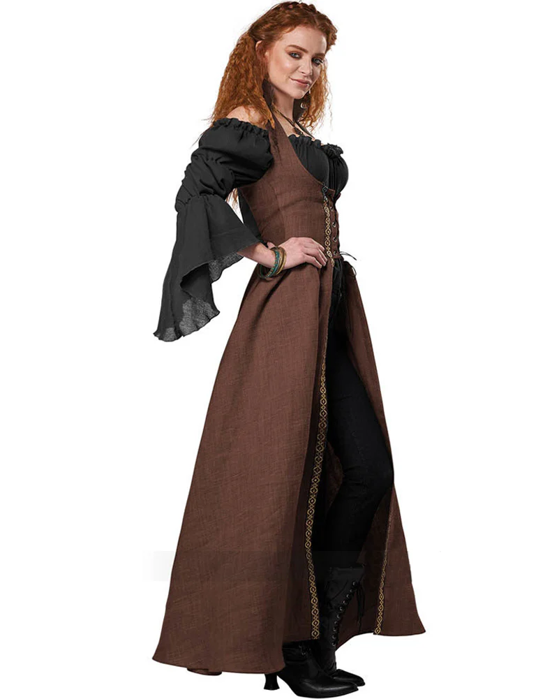 Medieval Overdress Brown Womens Costume - Image 4