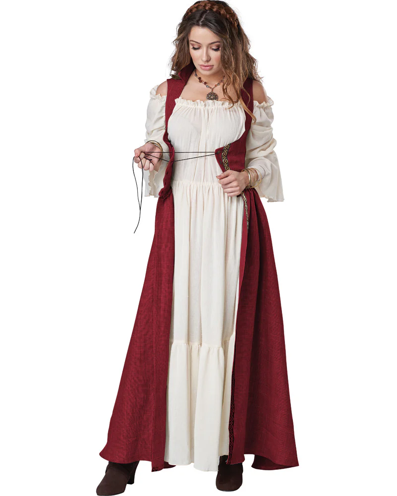 Medieval Red Overdress Womens Costume - Image 4