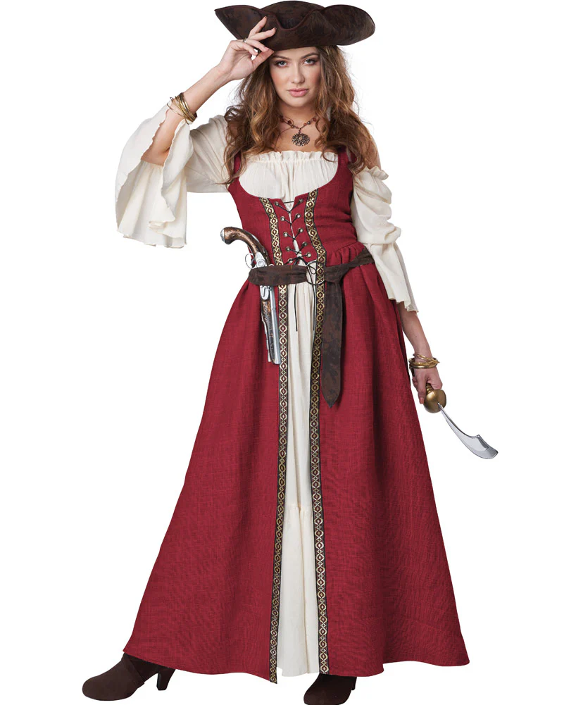 Medieval Red Overdress Womens Costume - Image 5