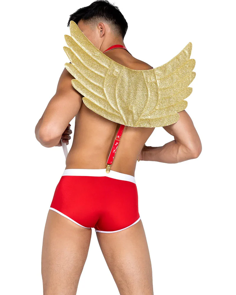 Mens Naughty Cupid Trunks Suspenders and Wings Set - Image 2