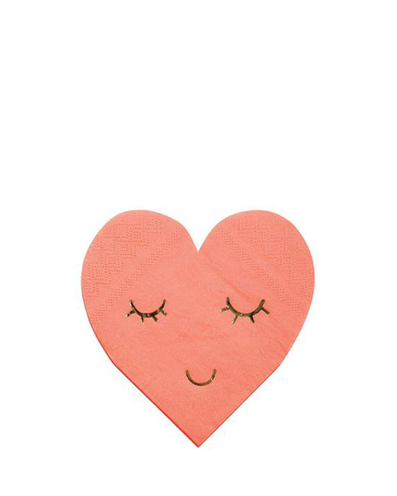 Meri Meri Blushing Heart Beverage Napkins Pack of 8
