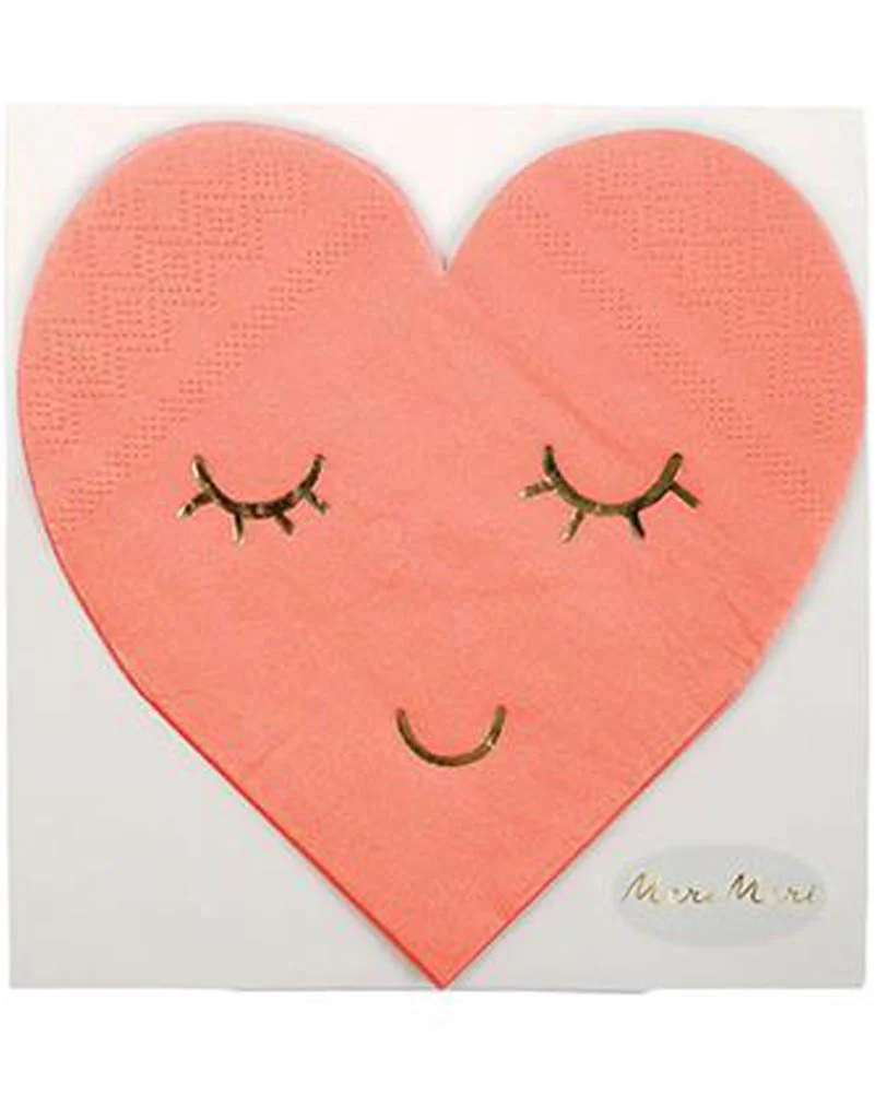 Meri Meri Blushing Heart Beverage Napkins Pack of 8 - Image 2