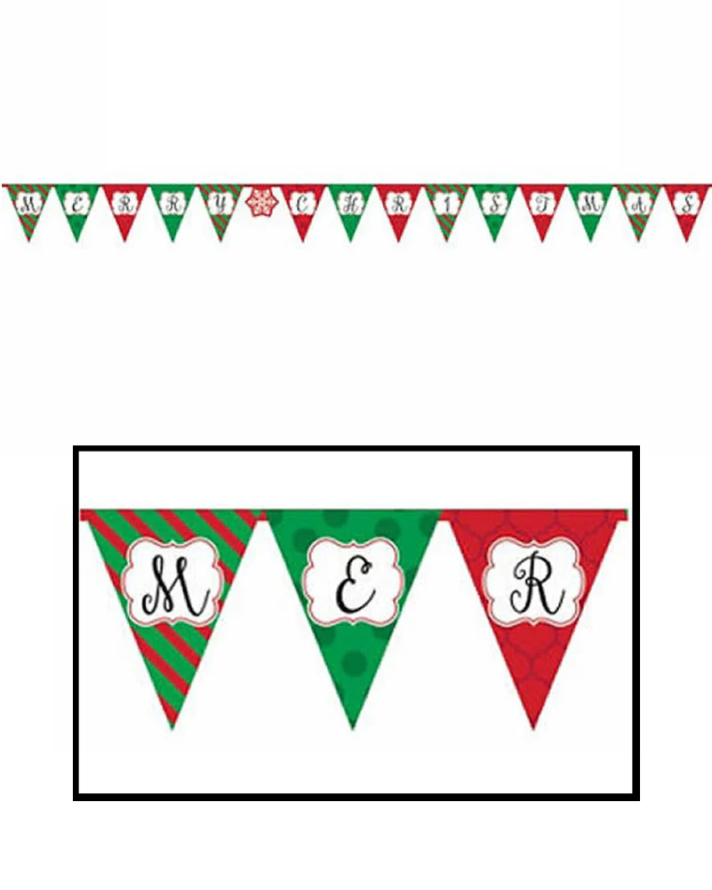 Merry Christmas Paper Pennant Banner 3.82m
