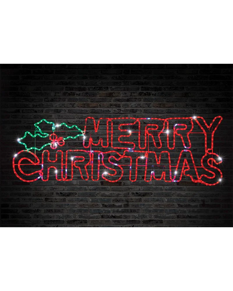 Merry Christmas with Holly LED Christmas Ropelight 1.5m - Image 3