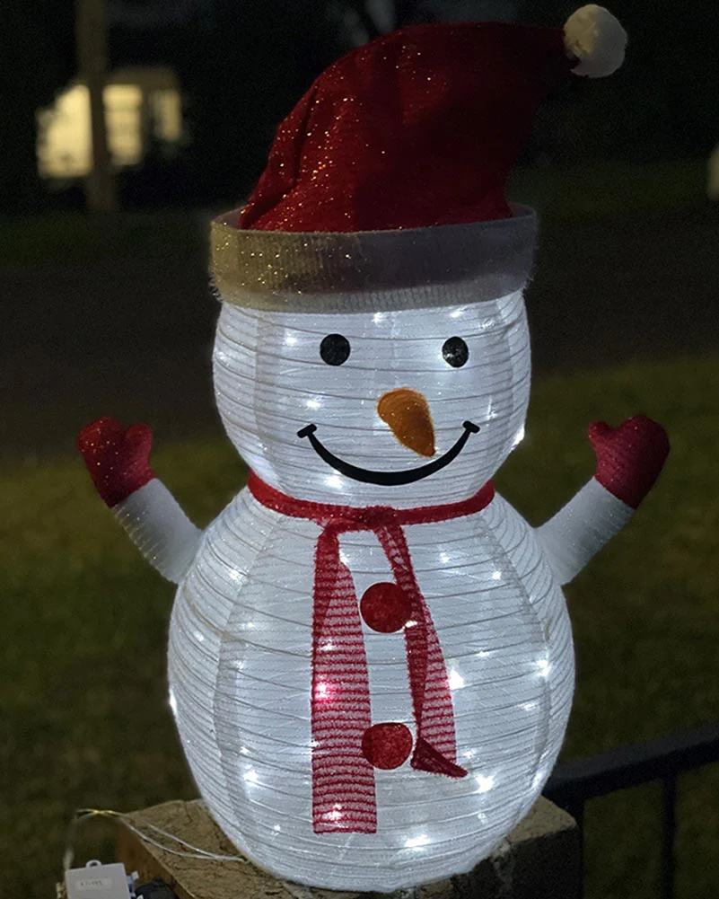 Mesh Tinsel Snowman Lawn Decoration with Christmas LEDs 70cm - Image 2