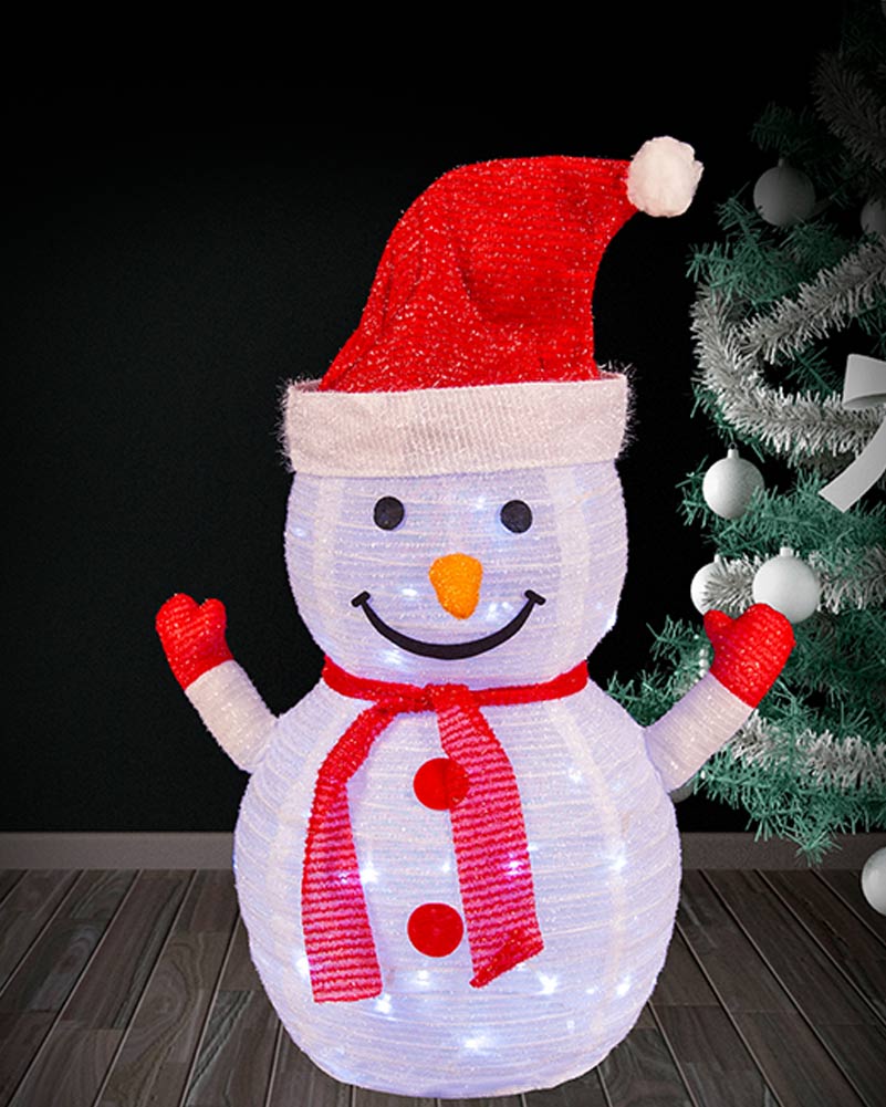 Mesh Tinsel Snowman Lawn Decoration with Christmas LEDs 70cm - Image 3