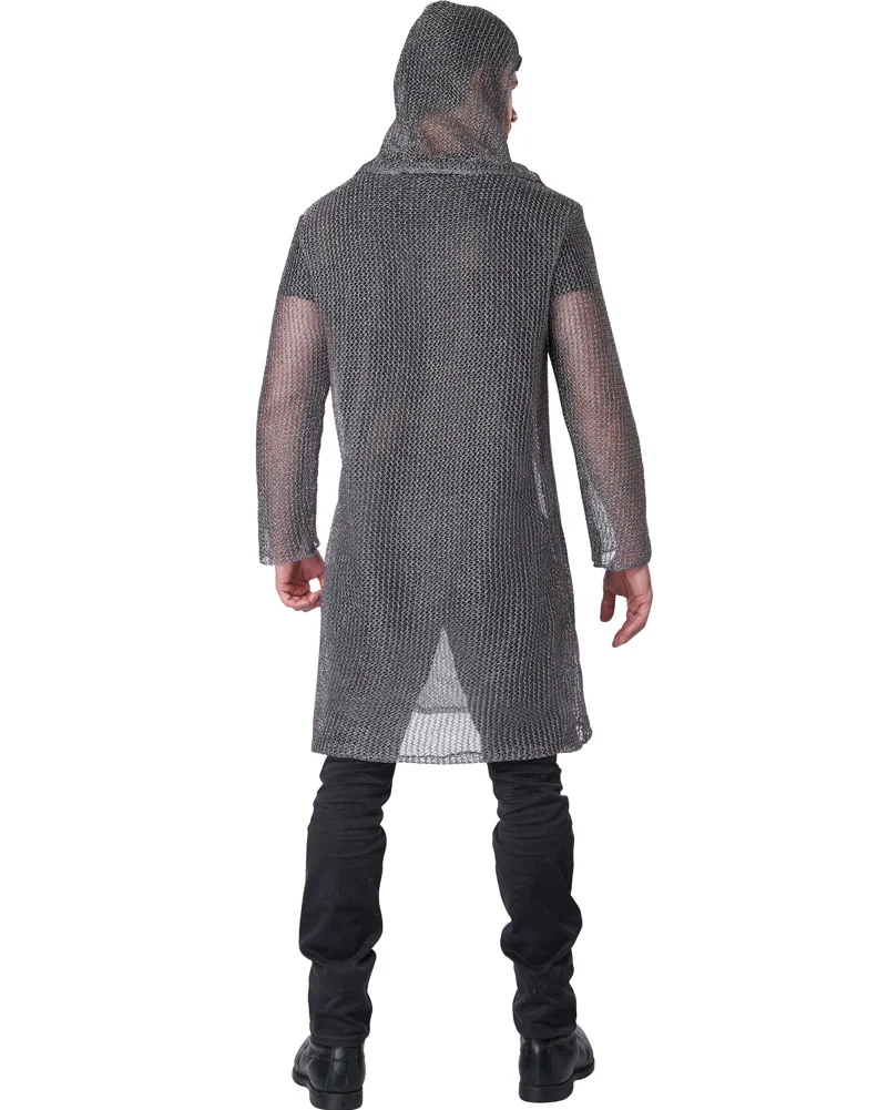 Metallic Knit Chainmail Tunic and Cowl Adult Costume - Image 5