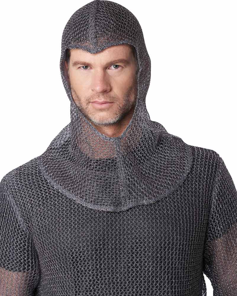 Metallic Knit Chainmail Tunic and Cowl Adult Costume - Image 6