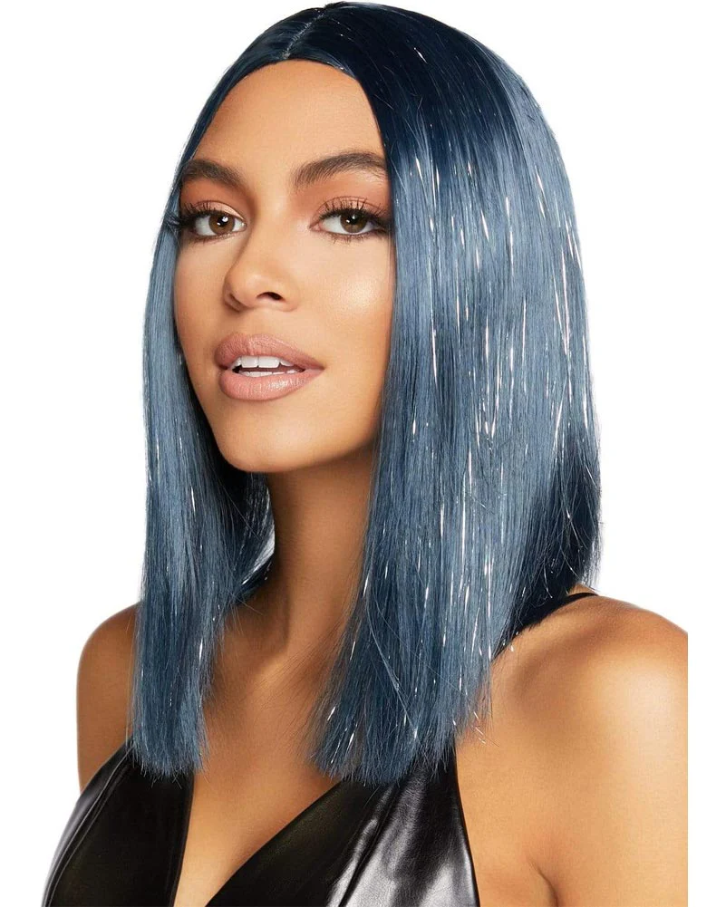 Midnight Blue Short Tinsel Wig - Image 2