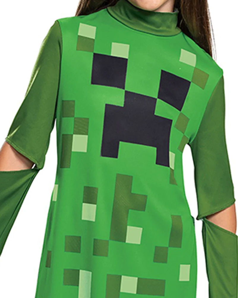 Minecraft Creeper Dress Classic Girls Costume - Image 4